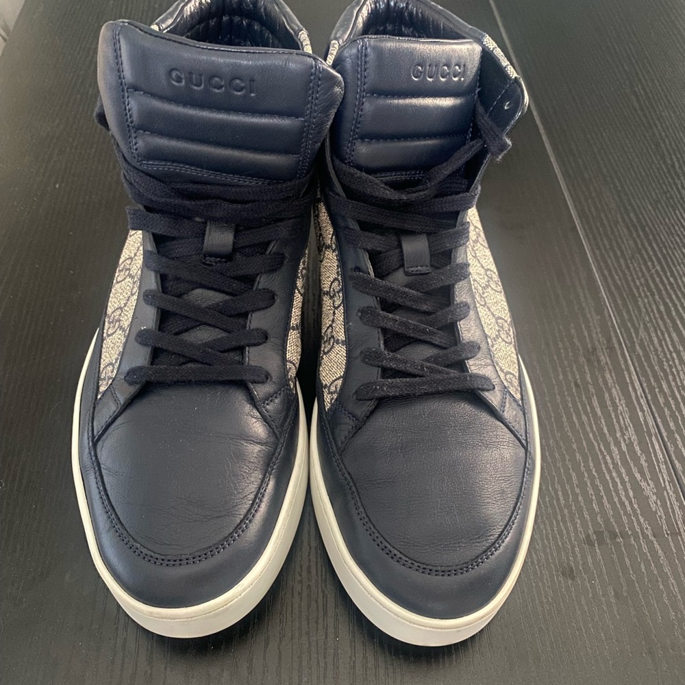 Gucci Black Leather High-Top Sneakers - Picture 3 of 5